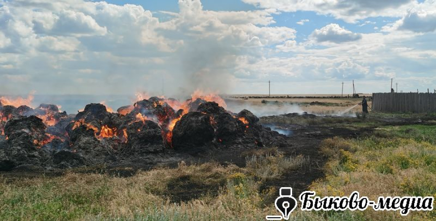 В Катричеве сгорело сено