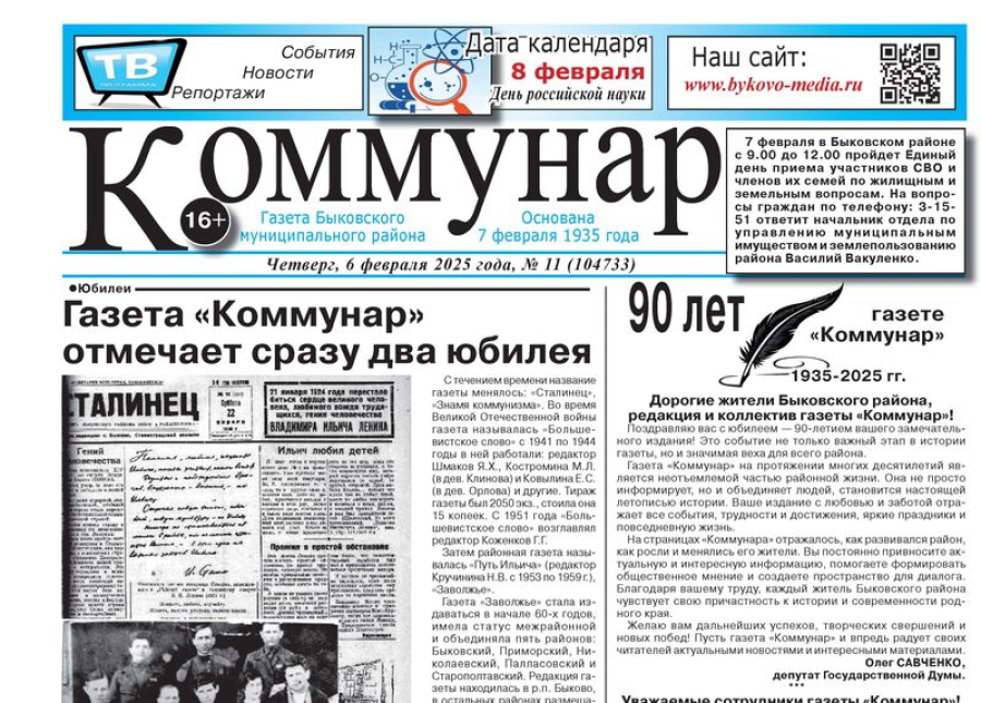 Уважаемые сотрудники и ветераны редакции, читатели газеты &laquo;Коммунар&raquo;!