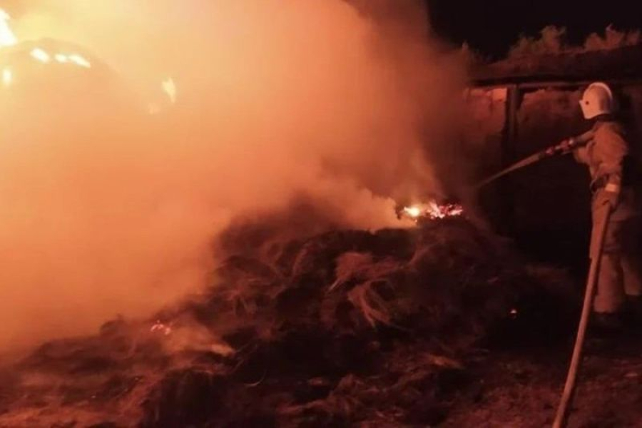 В Быковском районе сгорело сено