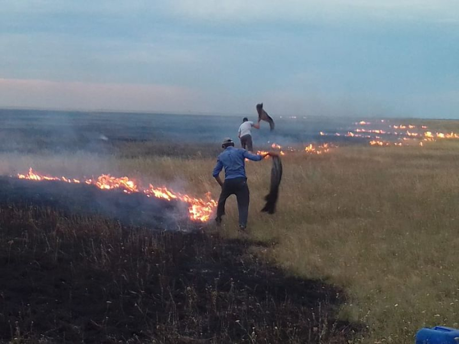 В Красносельце боролись со степным пожаром