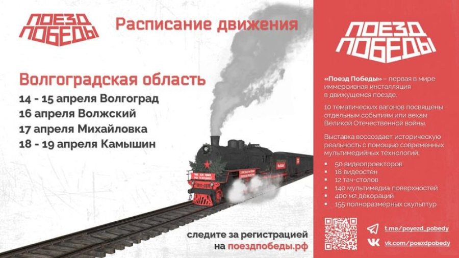 &laquo;Поезд Победы&raquo; сделает остановки в 4 городах Волгоградской области