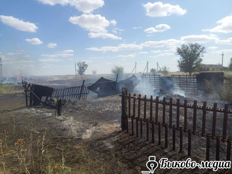 В Солдатско-Степном ликвидировали возгорание сена