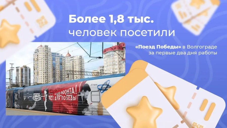 Более 1,8 тыс. человек посетили &laquo;Поезд Победы&raquo; в Волгограде за первые два дня работы