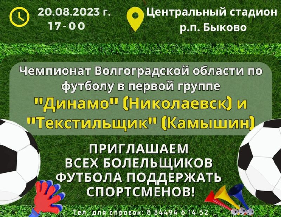 В Быково пройдет матч регионального чемпионата по футболу